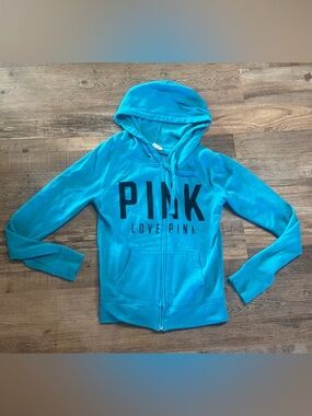 Victoria's Secret PINK Full-Zip Hoodie - Bright Teal XS women’s sweater